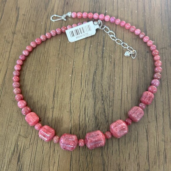 Jay King Baroque Rose RHODONITE Sterling Silver Bead Necklace NWT - Picture 3 of 6